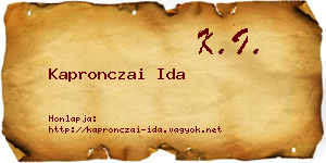 Kapronczai Ida névjegykártya