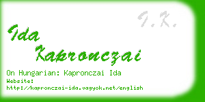 ida kapronczai business card